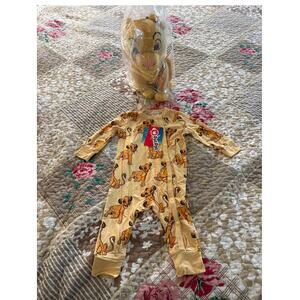 PatPat Disney Lion King Simba Bamboo Romper + Plush 3-6M